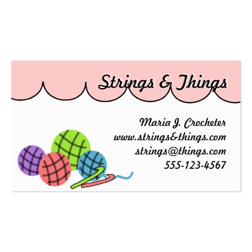 Change the color - crochet yarn balls Business Car Business Card Template (front side)