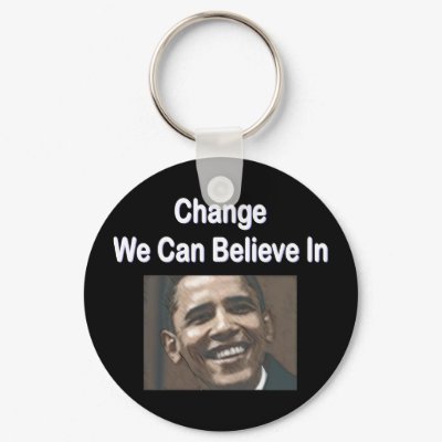 "Change We Can Believe In" Black Keychain by ObamaRama