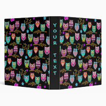 Changeable background owls 3 ring binder