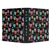 Changeable background owls 3 ring binder