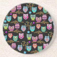 Changeable background owls coasters