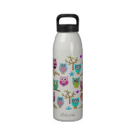 Changeable background owls drinking bottle
