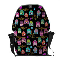 Changeable background owls courier bags