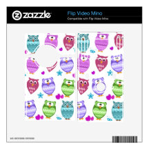 Changeable background owls skin for flip mino
