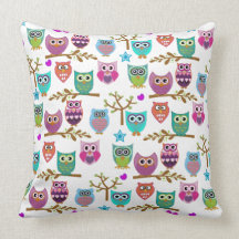 Changeable background owls throw pillow
