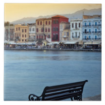 Chania at dusk, Chania, Crete, Greece Tile