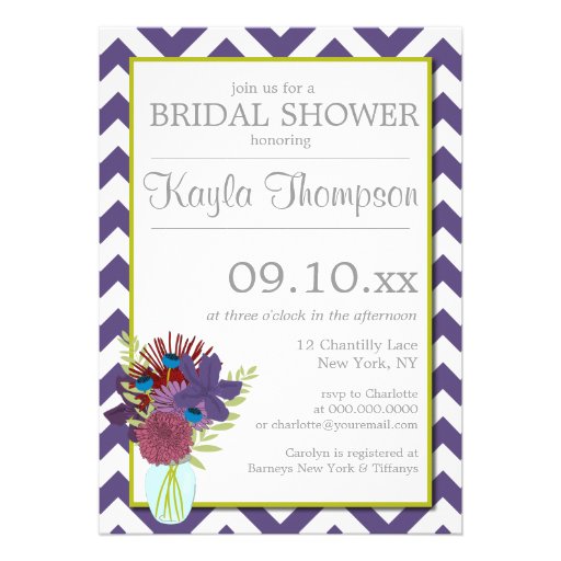 Chantilly Mason Jar Chevron Bridal Shower Invite