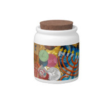 Chanukah Gelt, Menorah, Dreidels Candy Dish