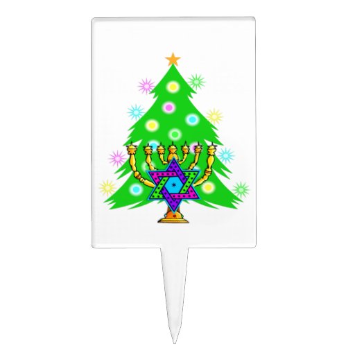 chanukah menorah christmas tree cake topper zazzle chanukah menorah christmas tree cake topper zazzle