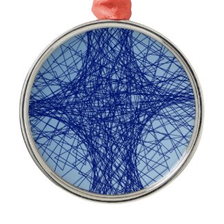 chaos blue abstract art christmas ornaments