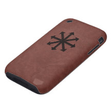 Chaosphere - Occult Magick Symbol on Red Leather Tough iPhone 3 Case