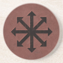 Chaosphere - Occult Magick Symbol on Red Leather Coasters