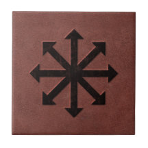 Chaosphere - Occult Magick Symbol on Red Leather Ceramic Tile