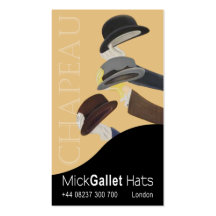 "Chapeau" Milliner, Hat Designer, Haberdasher Business Cards