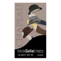 "Chapeau" Milliner, Hat Designer, Haberdasher Business Card Template