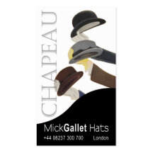 "Chapeau" Milliner, Hat Designer, Haberdasher Business Card Templates