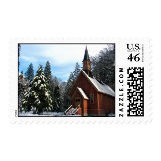 chapel and tree stamp
