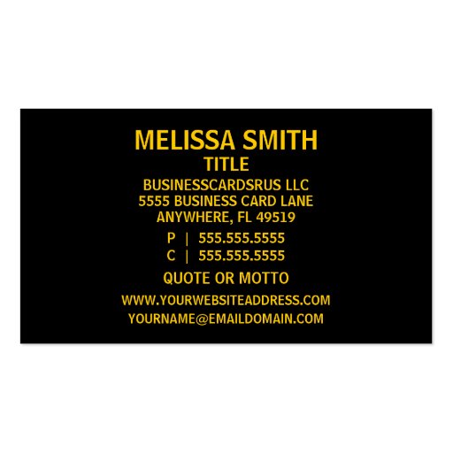 Chaplain Sunshine Damask Business Card (back side)