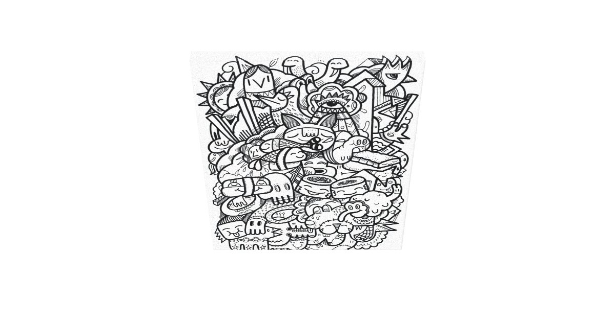characters color your own canvas adult coloring | Zazzle