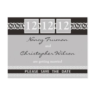 Charcoal And Black Save The Date Postcards postcard