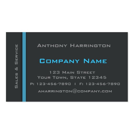 Charcoal and Blue Stripe Professional Business Cards (front side)