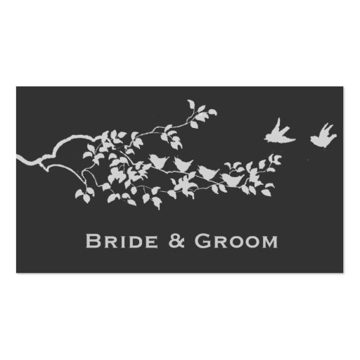 Charcoal and Gray Silhouette Birds Place Cards Business Card Template (back side)