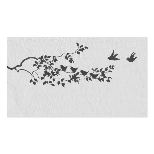 Charcoal and Gray Silhouette Birds Place Cards Business Card Template (front side)