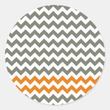 Charcoal and Orange Chevron Stripes Sticker