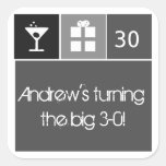 Charcoal Birthday Icon Grid Stickers