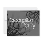 Charcoal, Black and White Graduation Party Custom Invitations
