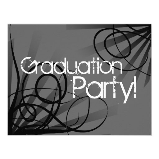 Charcoal, Black and White Graduation Party Custom Invitations