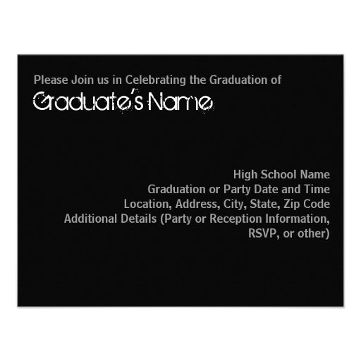 Charcoal, Black and White Graduation Party Custom Invitations