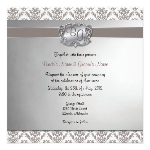 Charcoal Brown & Silver Elegant Wedding Invite - 2