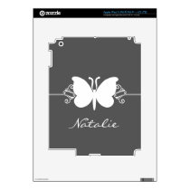Charcoal Butterfly Swirls iPad 3 Skin