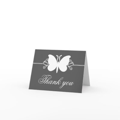 Charcoal Butterfly Swirls Thank You Card