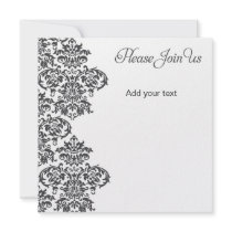Charcoal Damask Party invitations