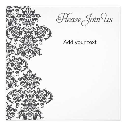 Charcoal Damask Party Personalized Announcement