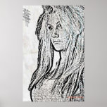 Charcoal girl poster posters