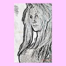 Charcoal girl poster posters