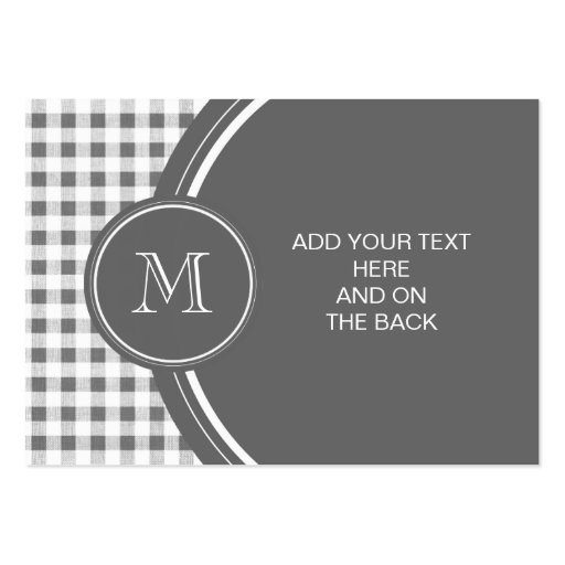 Charcoal Gray and White Gingham, Your Monogram Business Card