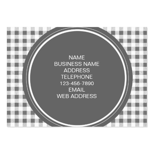 Charcoal Gray and White Gingham, Your Monogram Business Card (back side)