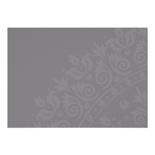 Charcoal Gray and Yellow Damask Wedding Invitation