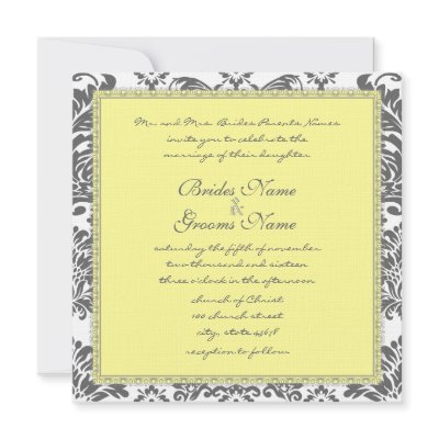 Charcoal Gray and Yellow Wedding Invitations