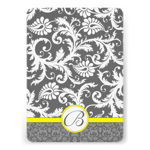 Charcoal Gray and Yellow Wedding Invitations