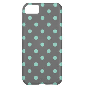 Charcoal Gray & Aqua Cute Modern Polka Dots iPhone 5C Case