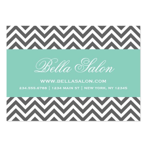 Charcoal Gray & Aqua Modern Chevron Stripes Business Cards (front side)