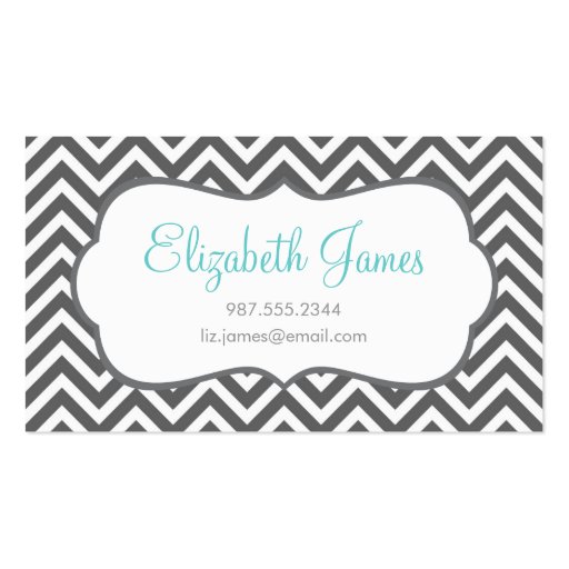 Charcoal Gray Chevron Business Cards (front side)