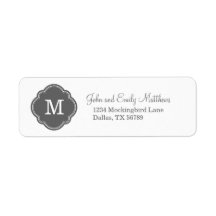 Charcoal Gray Custom Personalized Monogram Return Address Labels