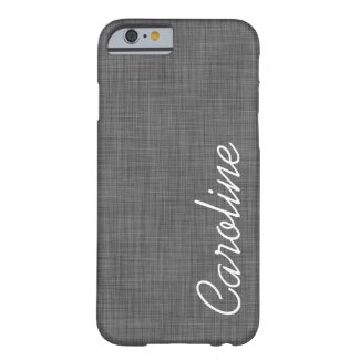 Charcoal Gray Linen Texture Custom Monogram iPhone 6 Case
