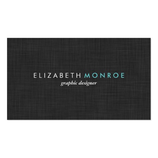 Charcoal Gray Linen Texture Sleek Simple Business Card (front side)